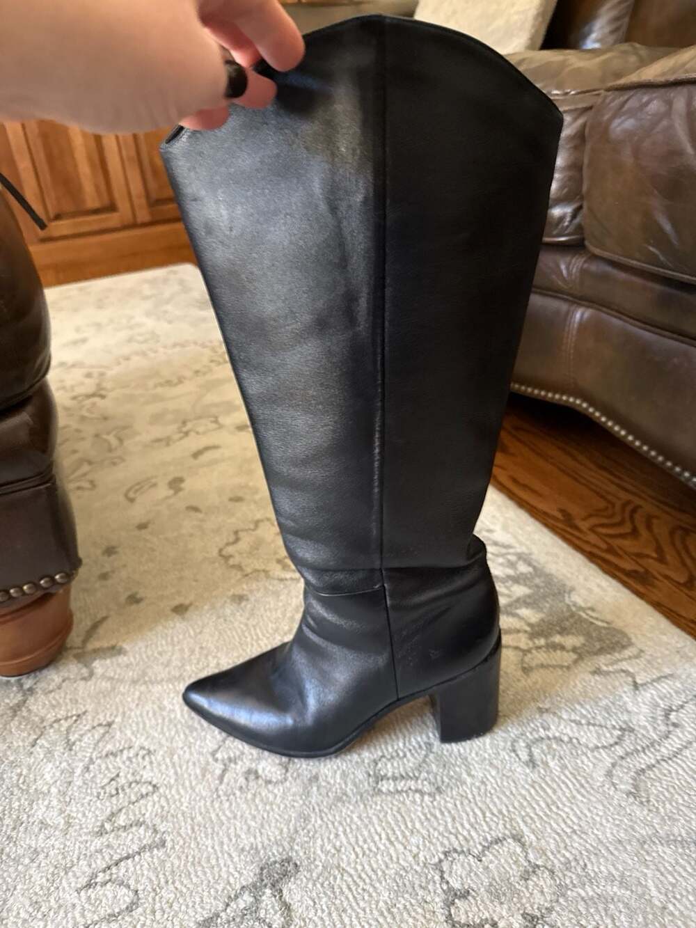 Sarto by Franco Sarto Ticada Black Leather Knee High Pointed Toe Boots